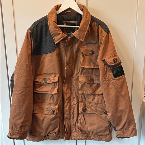 COOGI Brown Grey Black Tweed Flight Bomber Tactical Military Cargo Jacket 2XL - Picture 3 of 16